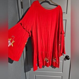 ASOS Floral Embroidered Red Dress